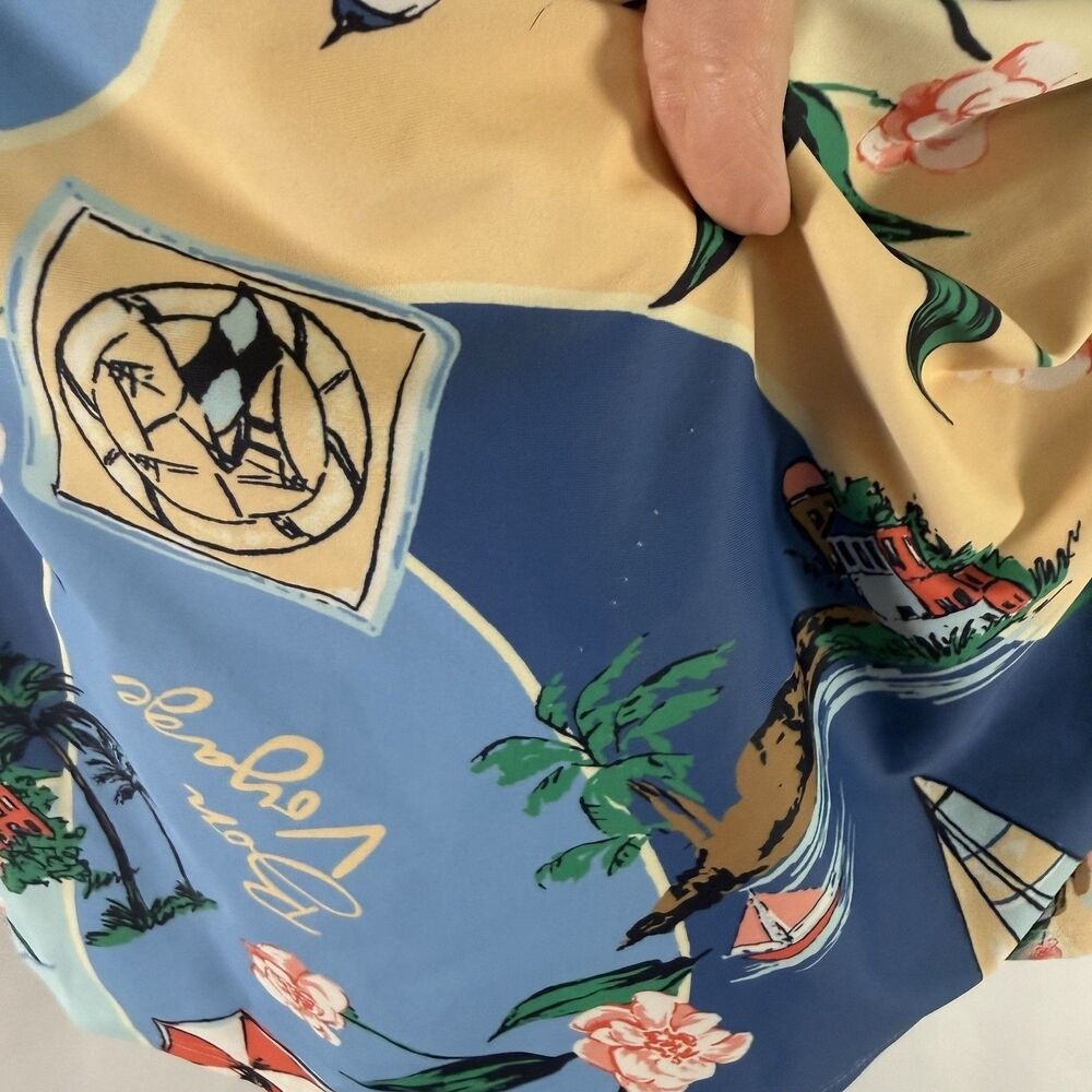 Old Navy Swim Dress Women's XL Blue Beach Print One Piece Wrap Front Padded - Picture 7 of 10